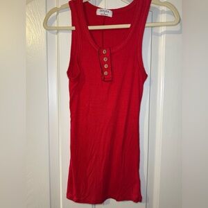 Zenana Outfitters Red Buttoned Tank Top